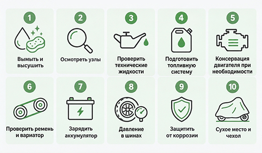 Краткий чек-лист перед хранением скутера